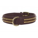 Ace Comfy  Leather Padded Dog Collar with Brass Studs (Brown)